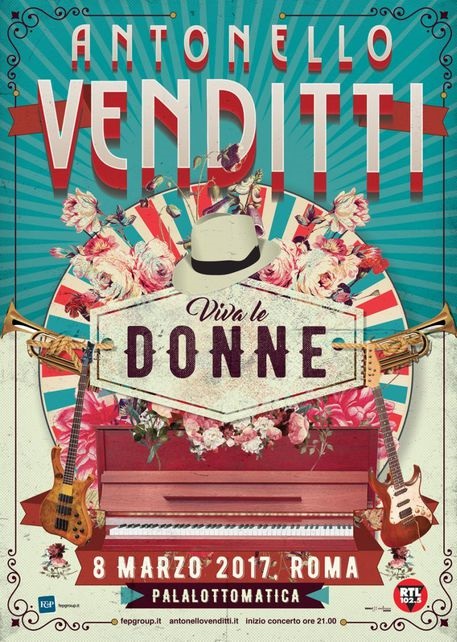 Venditti, concerto per donne 8/3 a Roma Nel giorno della loro festa e del suo compleanno