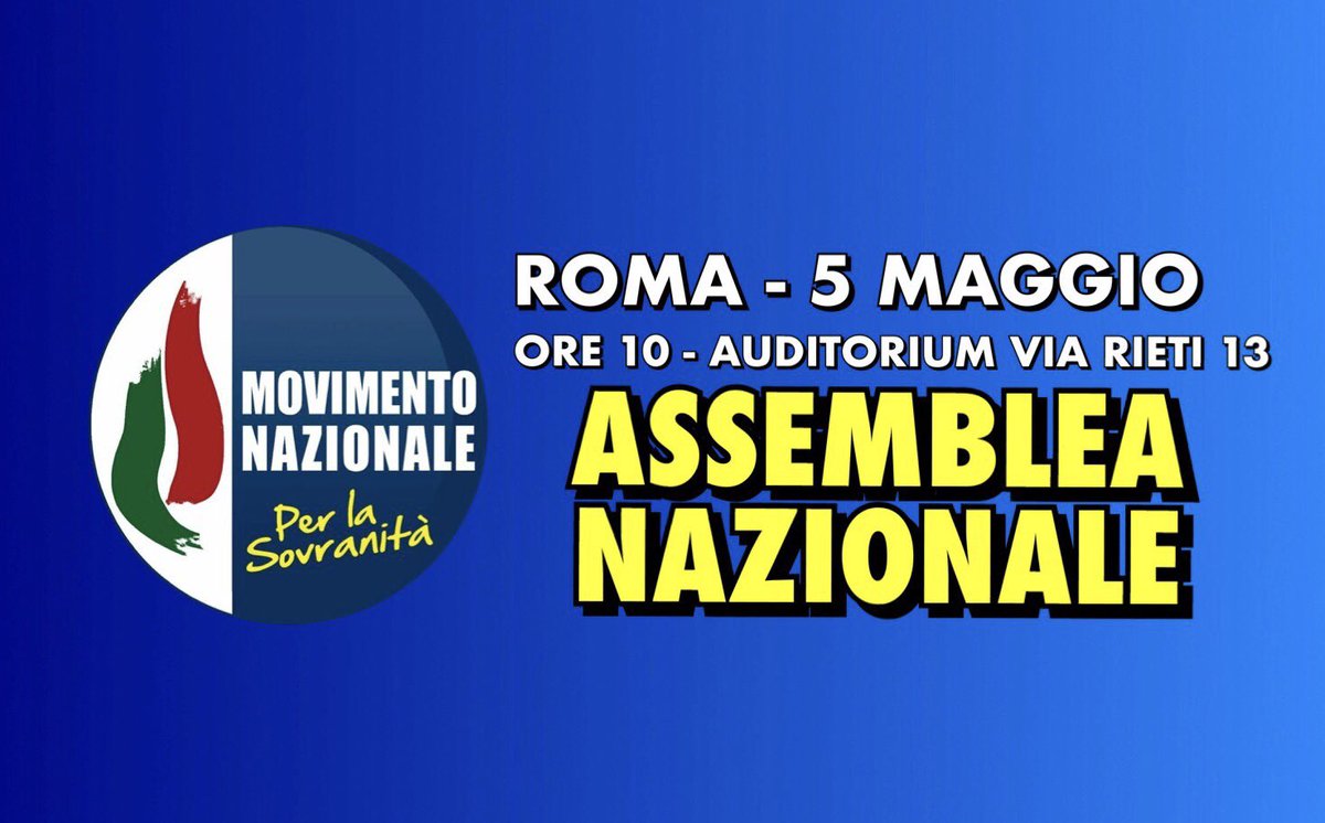 Roma, Sabato 5 maggio si svolgerà l’Assemblea Nazionale per la Sovranità