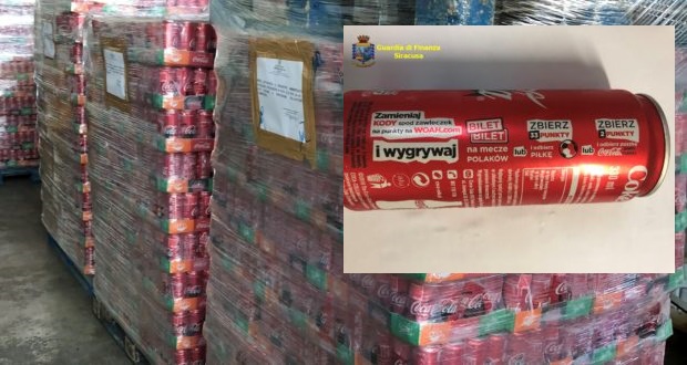 Siracusa. Guardia di Finanza sequestra oltre 21.000 lattine di Coca Cola per violazione del codice del consumo