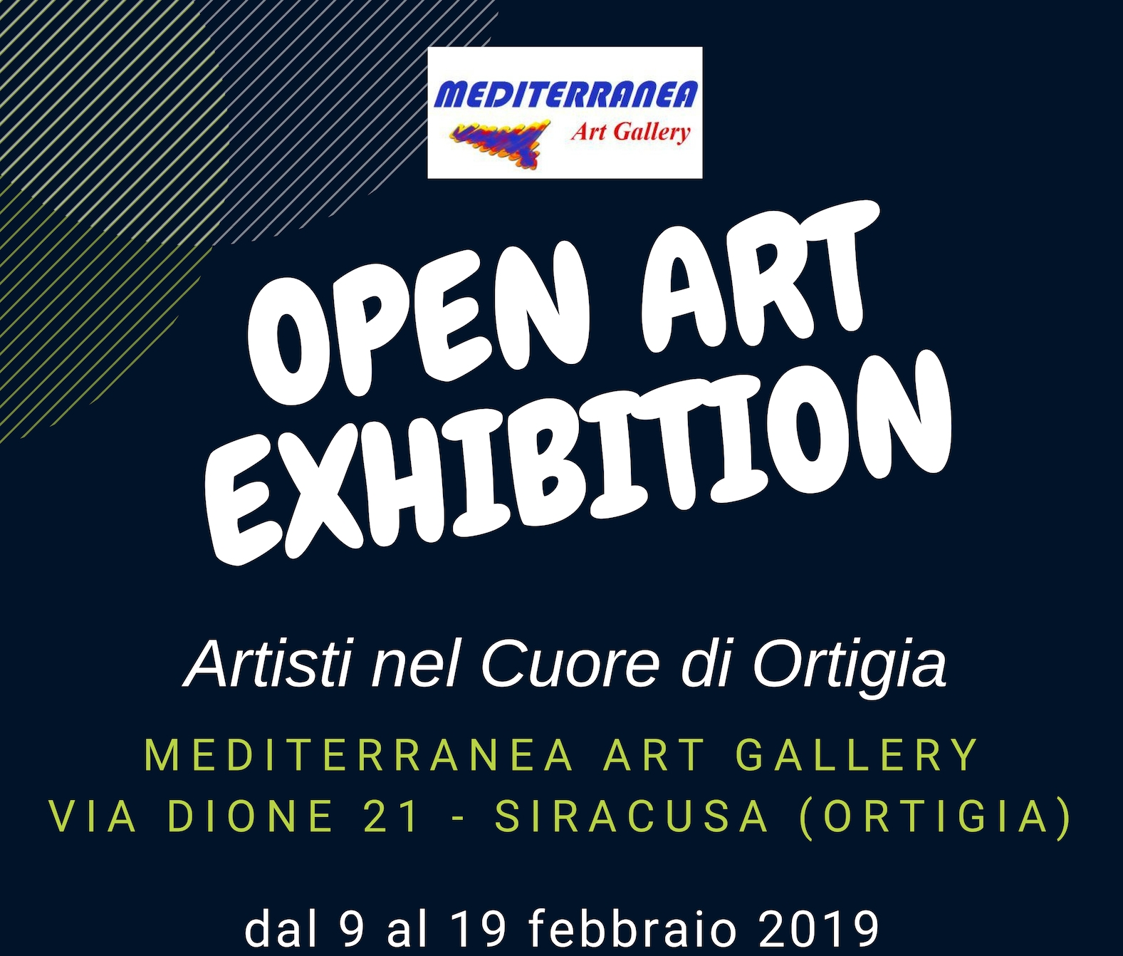 Open Art Exhibition alla Mediterranea Art Gallery di Siracusa dal 9 al 16 Febbraio