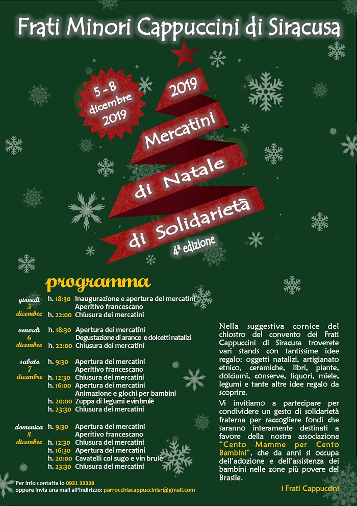 Mercatino Di Natale 2019 Frati Minori Cappuccini Siracusa