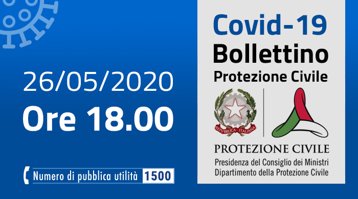 Covid-19, i casi in Italia 26 maggio ore 18