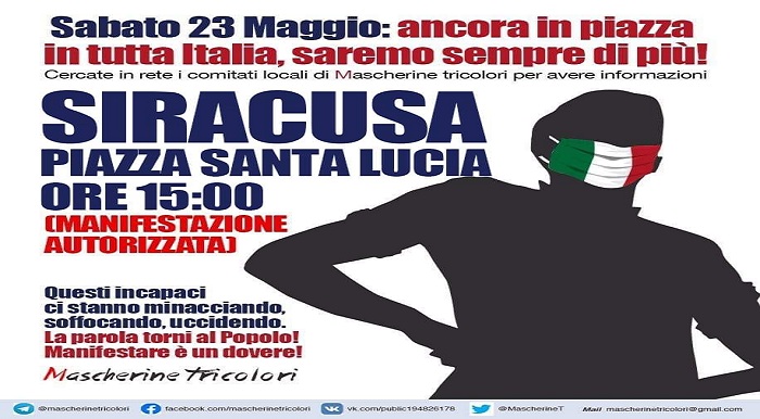 Siracusa, le Mascherine Tricolore tornano in piazza per la quarta settimana consecutiva