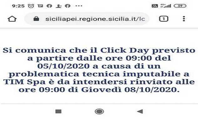 Bonus Sicilia: click-day rinviato per “problemi tecnici”, sito messo a disposizione dalla Regione è andato in tilt