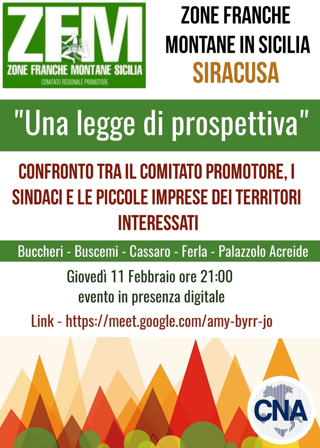 Cna – “Zone Franche Montane in Sicilia, una legge di prospettiva”: giovedì 11 febbraio l’incontro online