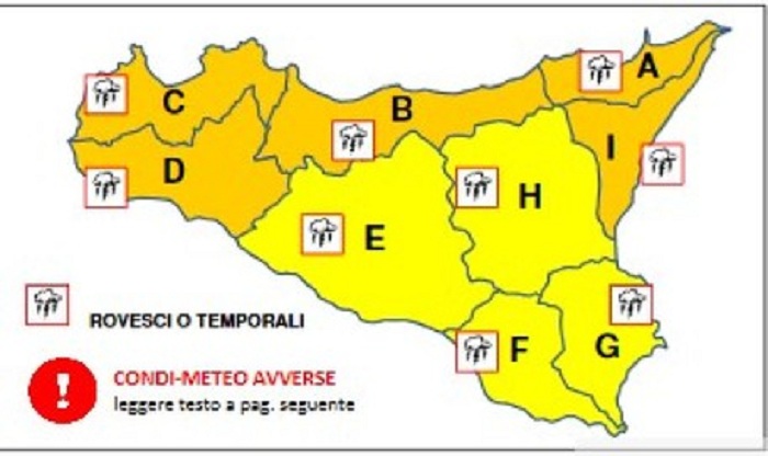 Allerta Meteo: per domani previsti temporali in Sicilia a partire dalle prime ore di domenica