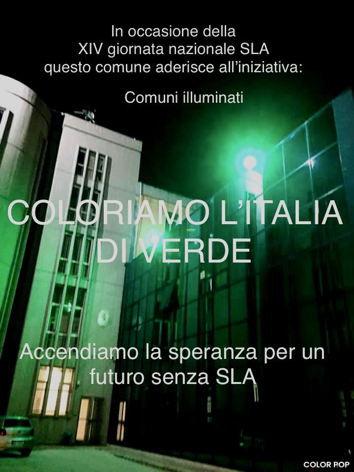 Priolo Gargallo – Palazzo municipale illuminato di verde, in occasione della giornata nazionale sulla SLA