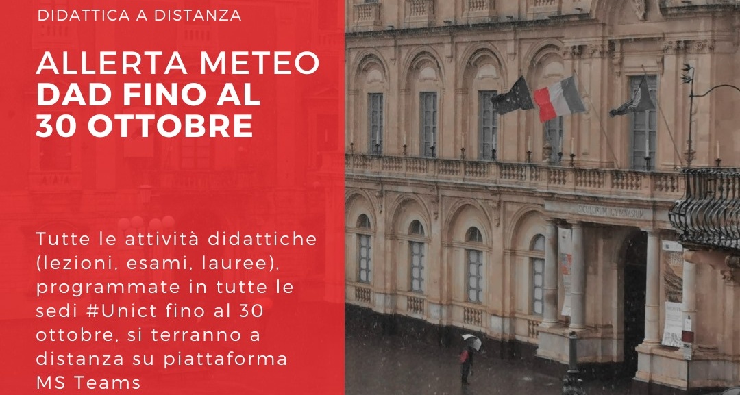 Università di Catania (comprese le strutture di Siracusa e Ragusa) Dad fino al 30 Ottobre