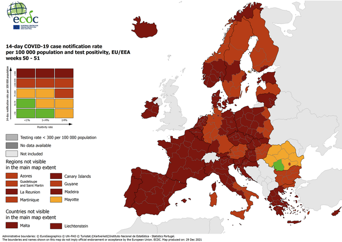 Covid: mappa Ecdc, tutta l’Italia in rosso o rosso scuro – Anche Sardegna, Molise e Puglia non sono più in giallo