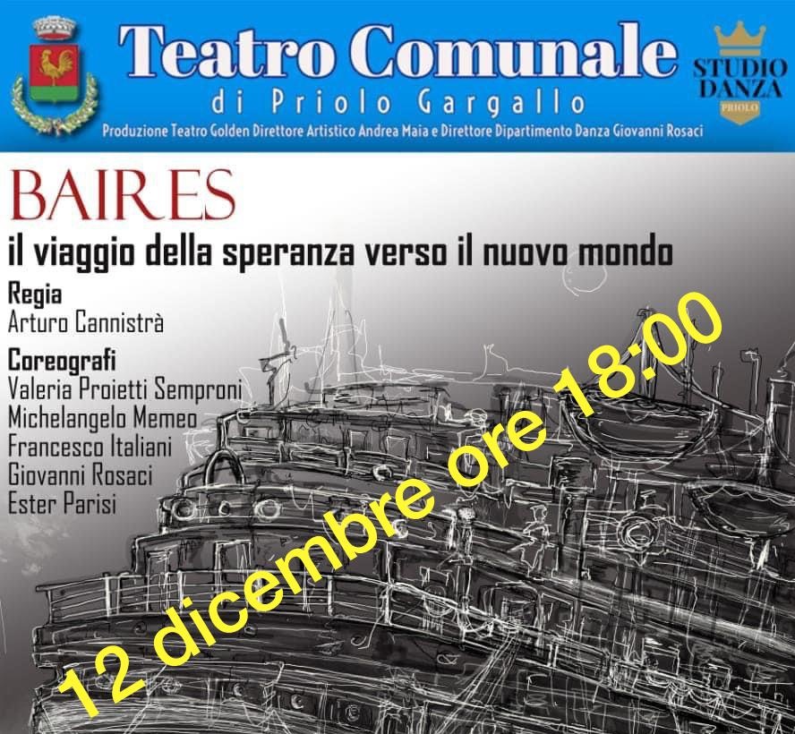 Priolo: sabato prossimo lo spettacolo ” Baires ” al teatro comunale