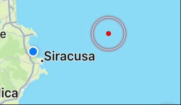 Terremoto: magnitudo 3.8, epicentro in mare a 50 km  a largo di Siracusa