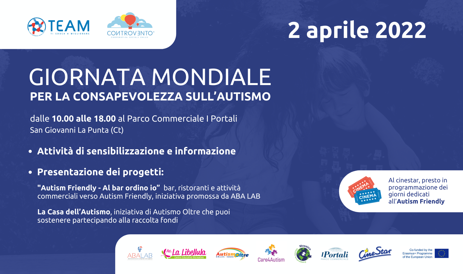 Giornata mondiale per la Consapevolezza sull’Autismo – Sabato 2 aprile al Centro commerciale I Portali