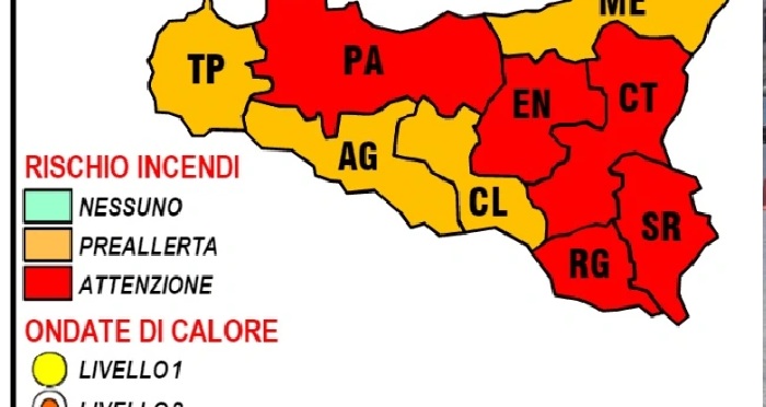 Sicilia: allerta rosso in cinque province, rischio incendi e ondate di calore