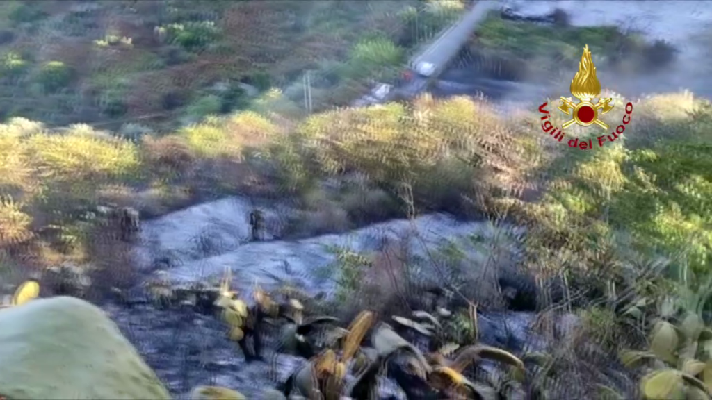 Liparese di Lami - Incendio  di macchia vicino alle case - Video