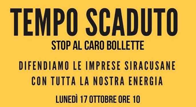 Siracusa – Stop al caro bollette: 17 ottobre mobilitazione generale al Tempio di Apollo