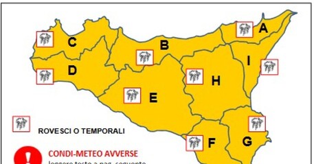 Sicilia: allerta meteo arancione fino alle 24:00 di domani