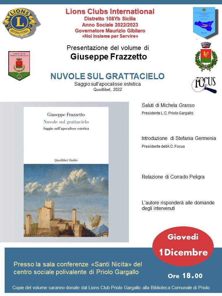 Giuseppe Frazzetto, “Nuvole sul Grattacieli”- Sala conferenze “Santi Nicita”