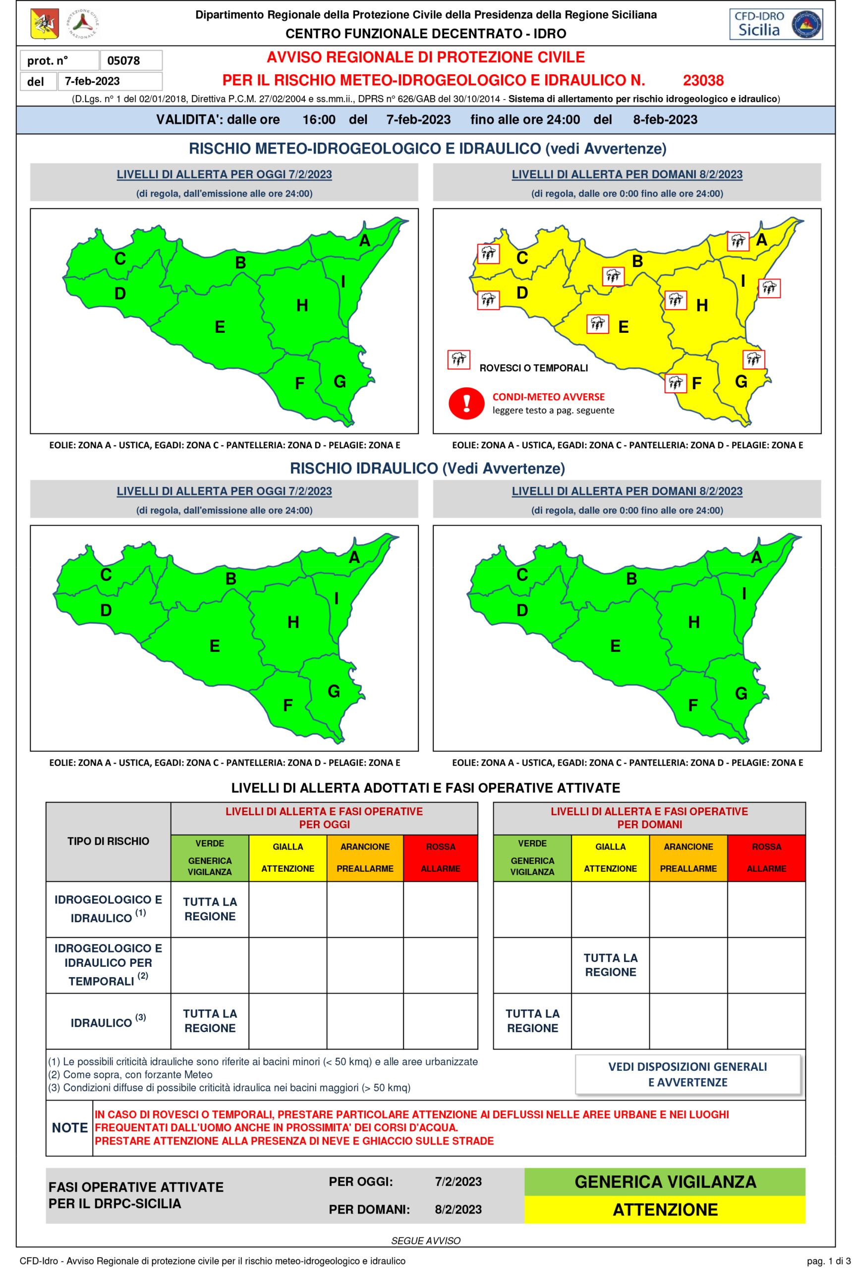 Sicilia – meteo: allerta di colore giallo per la giornata di domani