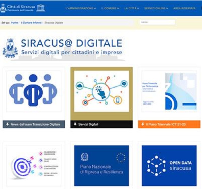 Siracusa – Da lunedì sul sito del Comune un unico “sportello” per tutti i servizi digitali