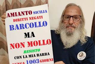 Priolo  – La protesta di Calogero Vicario, malato di amianto: mille giorni senza tagliare capelli e barba