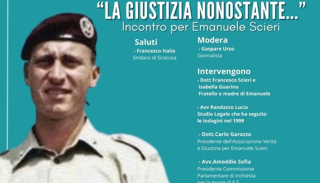 Siracusa – All’Urban center “La giustizia nonostante – Incontro per Emanuele Scieri”