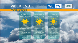 Previsioni Meteo -Week End  dal 14 al 16 ottobre a cura di WLTV