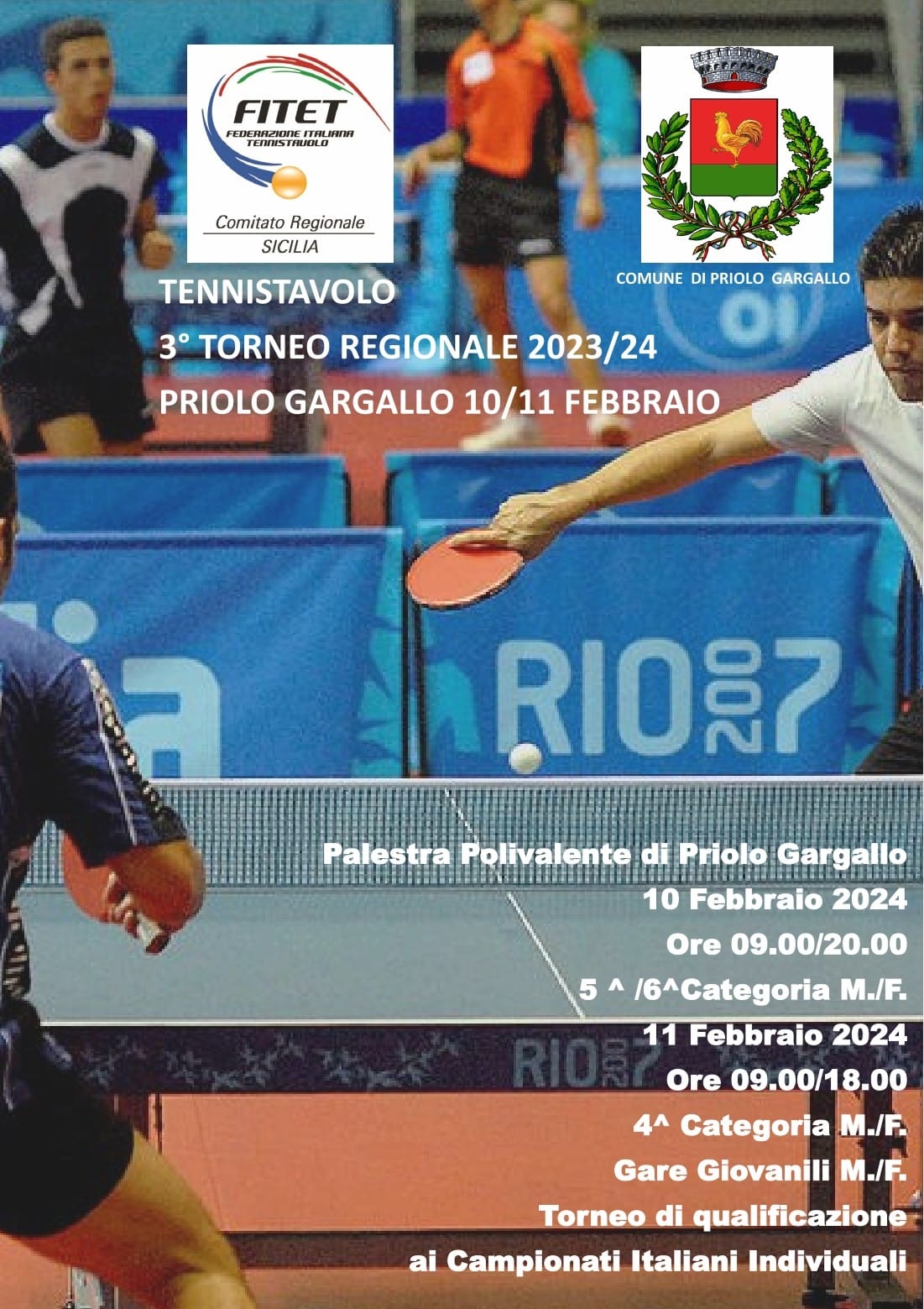 Priolo, Torneo Regionale di Tennis da Tavolo al Polivalente