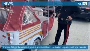 Siracusa- Ortigia. Contrasto al servizio abusivo di taxi. I carabinieri sequestrano 2 ape calessini - Video