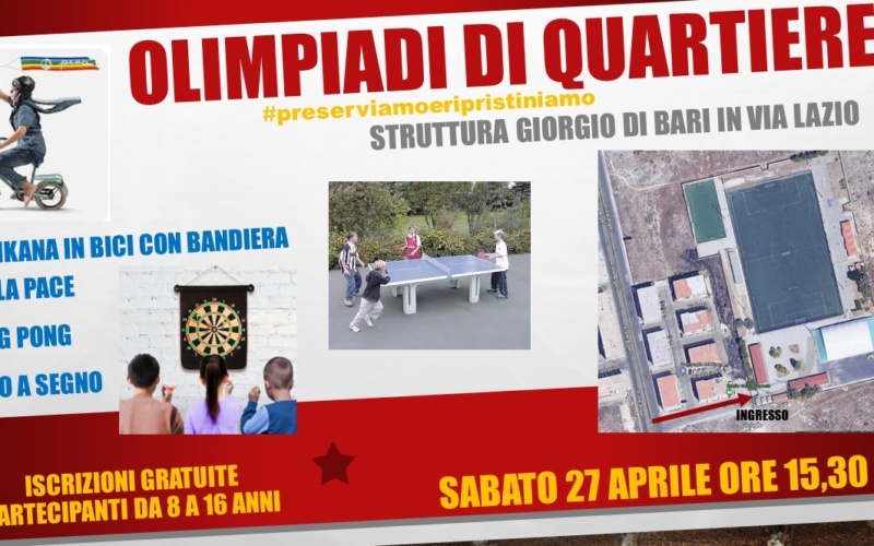 Siracusa – Olimpiadi di quartiere, PCI: una Gincana della Pace