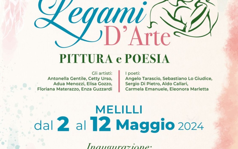 Melilli-Terrazza degli Iblei, Circolo culturale Tommaso Gargallo: dal  2  al 18 maggio  mostra  “Legami d’Arte”