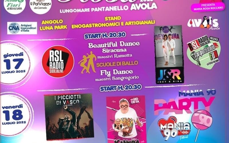 Avola in Festa: cultura, musica e memoria con il calendario estivo  2025
