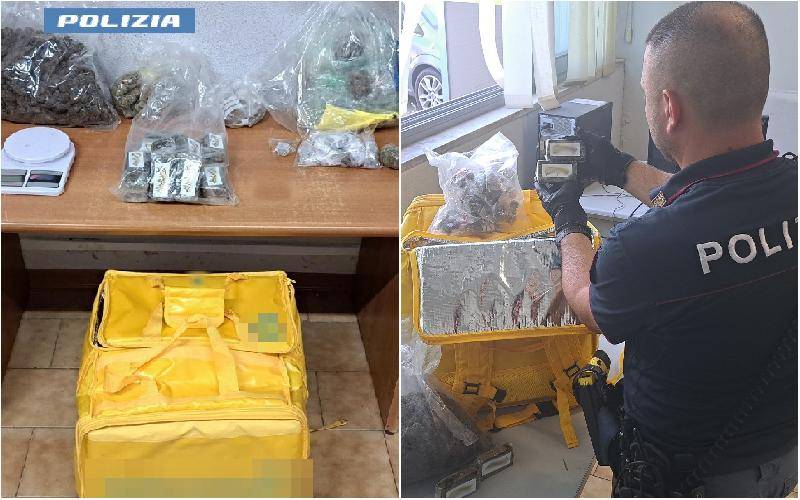 Catania – Celava la droga nello zaino da rider, arrestato con oltre 3kg di stupefacenti