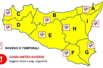 Maltempo – Piogge, temporali e vento forte: domani allerta gialla in Sicilia