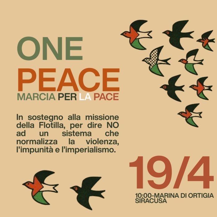 Il Comitato Siracusano per la Palestina invita tutta la cittadinanza a partecipare alla Marcia per la PACE domenica 19 Aprile 