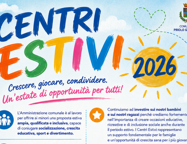 Priolo, al via i Centri Estivi 2026: attività per bambini dai 4 ai 14 anni