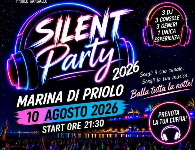 Silent party 2026: una notte di musica e divertimento a marina di Priolo