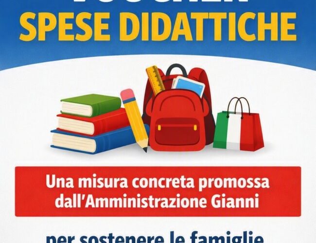 Priolo, da domani in distribuzione i voucher per le spese didattiche 2026