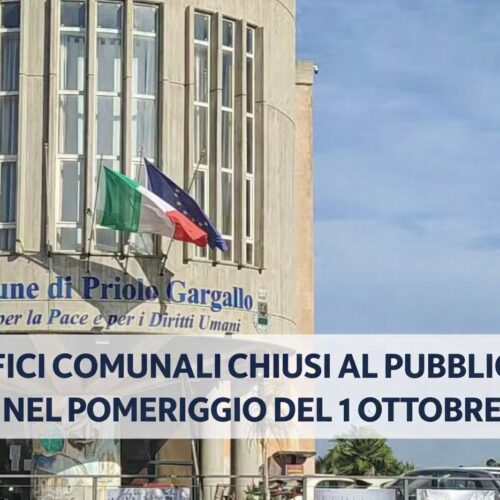 Priolo Gargallo, uffici comunali chiusi il pomeriggio del 1° ottobre per la Festa Patronale: ecco i servizi garantiti