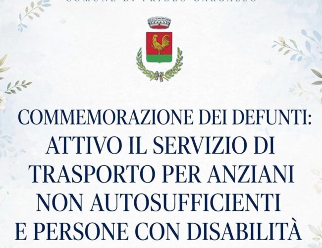 Commemorazione dei Defunti a Priolo: attivo il servizio di trasporto per anziani e persone con disabilità