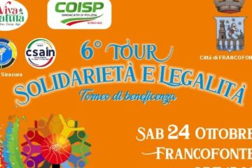 Francofonte, il 24 ottobre allo Stadio Morina torna il Tour «Solidarietà e Legalità»